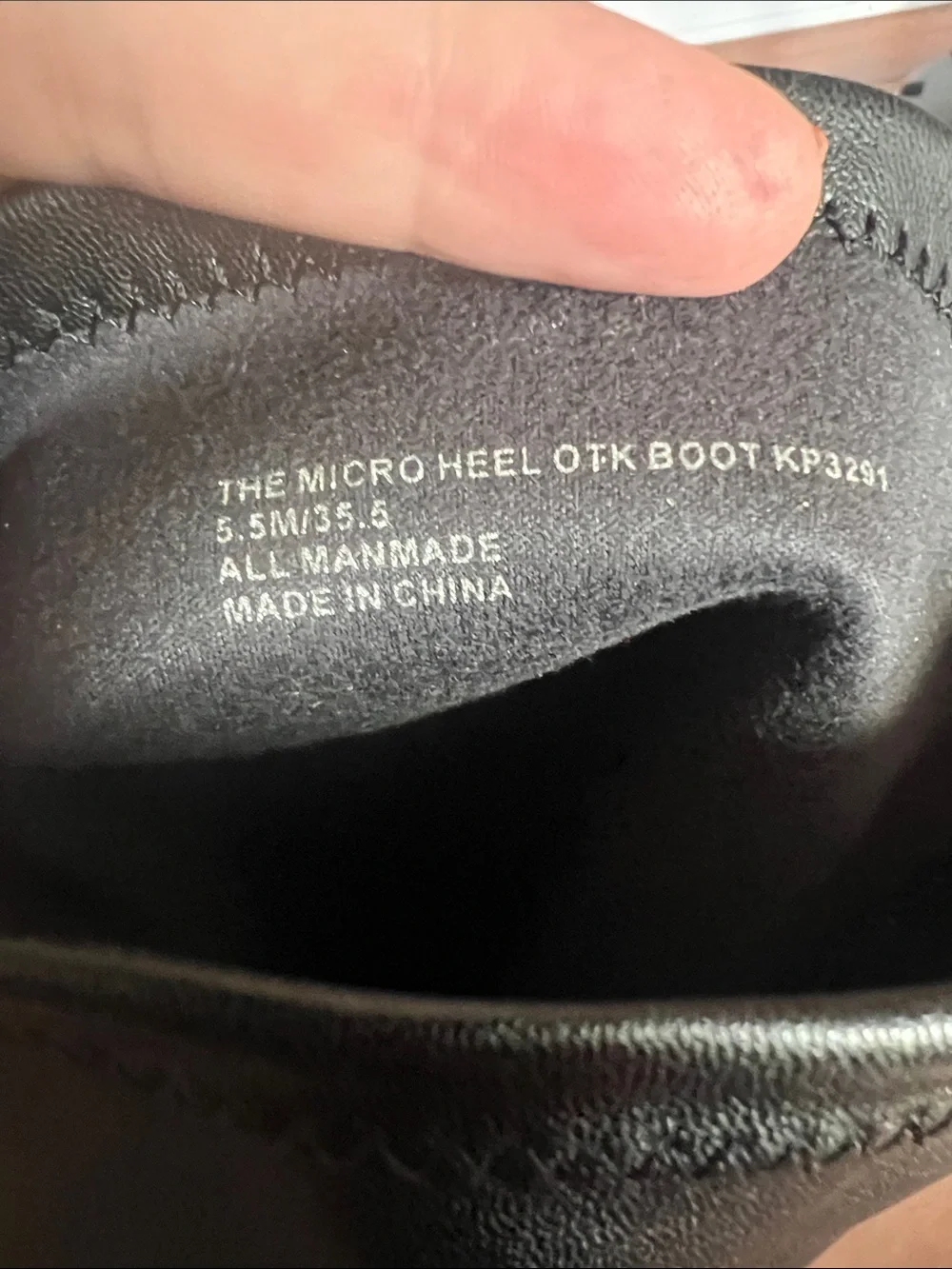 Katy Perry The Micro Heel OTK Boot Black Metal Cap Pointed Toe Size 5.5 NWOB